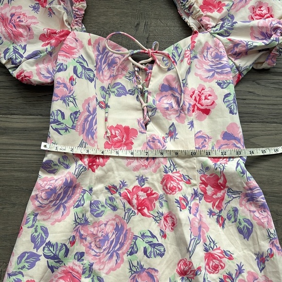 Zara | Light Pink and White Floral Mini Dress With Puff Sleeves Size Small - Picture 8 of 13